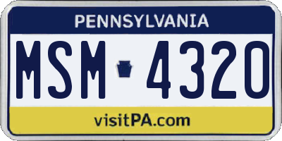 PA license plate MSM4320