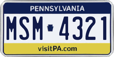 PA license plate MSM4321
