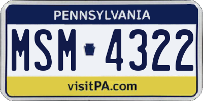 PA license plate MSM4322