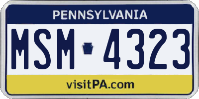 PA license plate MSM4323