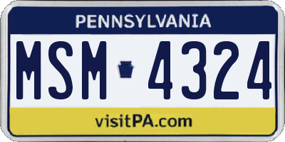 PA license plate MSM4324
