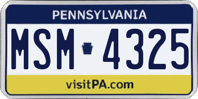 PA license plate MSM4325