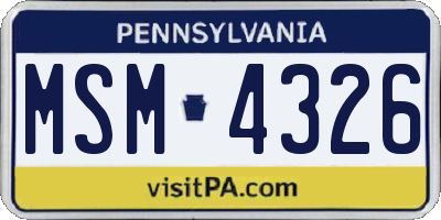 PA license plate MSM4326