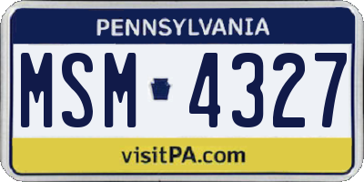 PA license plate MSM4327