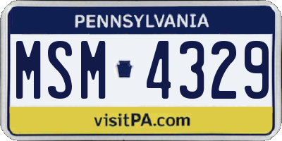 PA license plate MSM4329