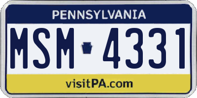 PA license plate MSM4331