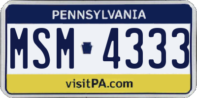 PA license plate MSM4333
