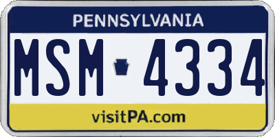 PA license plate MSM4334