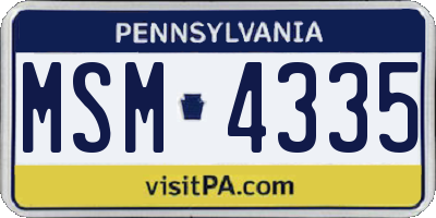 PA license plate MSM4335