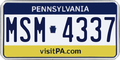 PA license plate MSM4337