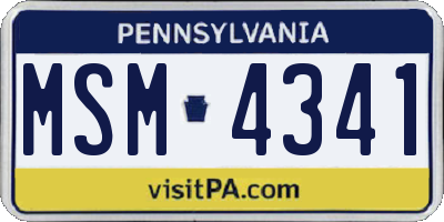 PA license plate MSM4341