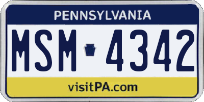 PA license plate MSM4342