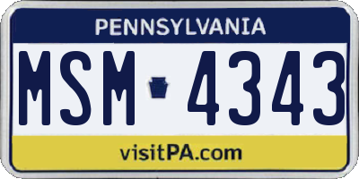 PA license plate MSM4343