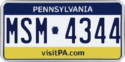 PA license plate MSM4344