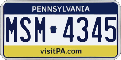 PA license plate MSM4345