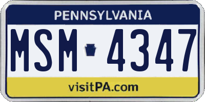 PA license plate MSM4347