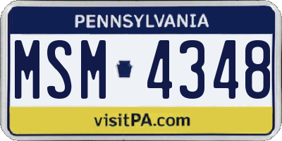 PA license plate MSM4348