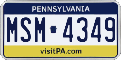 PA license plate MSM4349