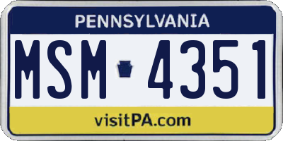 PA license plate MSM4351