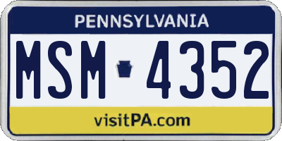 PA license plate MSM4352