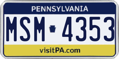 PA license plate MSM4353