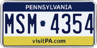 PA license plate MSM4354
