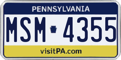 PA license plate MSM4355