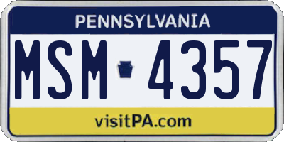 PA license plate MSM4357