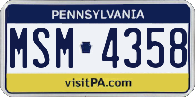 PA license plate MSM4358