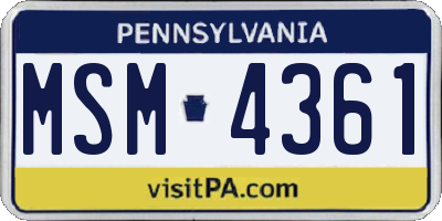 PA license plate MSM4361