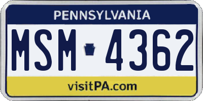 PA license plate MSM4362