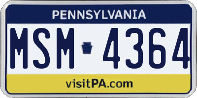 PA license plate MSM4364