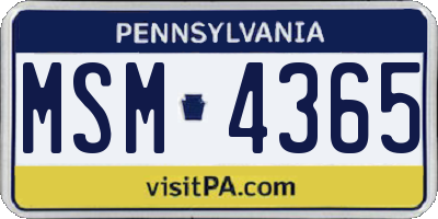 PA license plate MSM4365