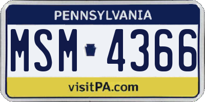 PA license plate MSM4366