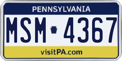 PA license plate MSM4367
