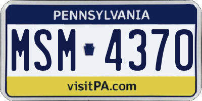 PA license plate MSM4370