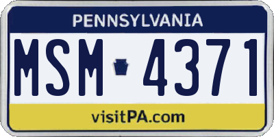 PA license plate MSM4371