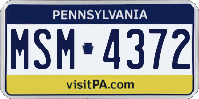 PA license plate MSM4372