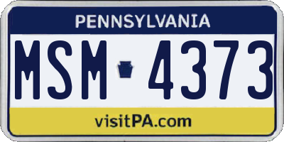 PA license plate MSM4373