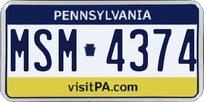 PA license plate MSM4374