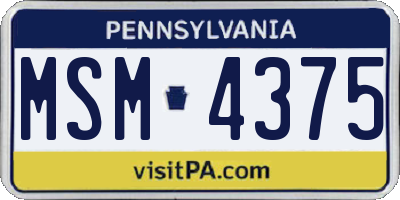 PA license plate MSM4375