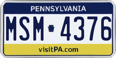 PA license plate MSM4376
