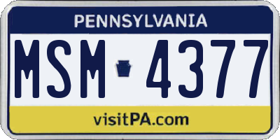 PA license plate MSM4377