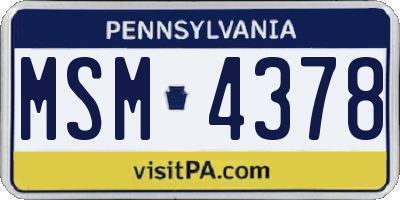 PA license plate MSM4378