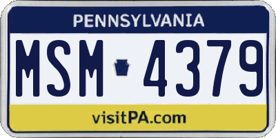 PA license plate MSM4379