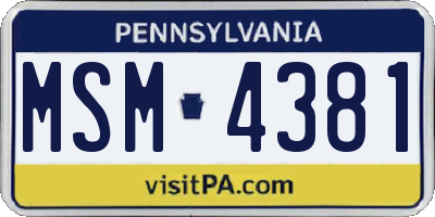 PA license plate MSM4381