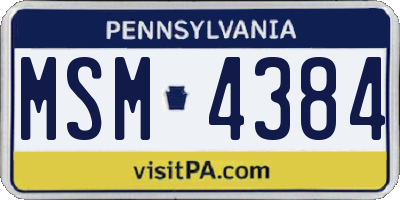 PA license plate MSM4384