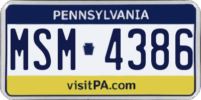 PA license plate MSM4386