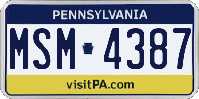 PA license plate MSM4387