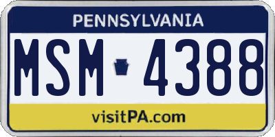 PA license plate MSM4388